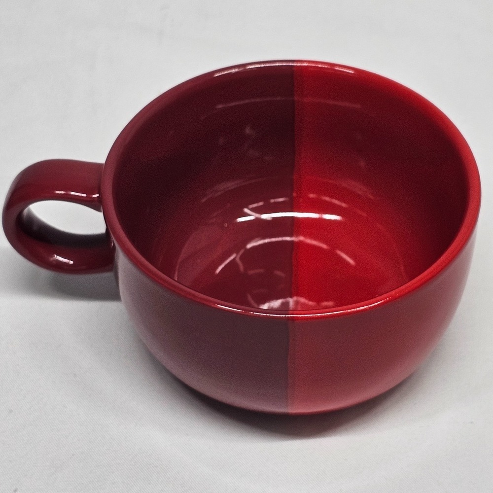 Starbucks Red Mug Bowl 2021 New 16oz Two Tone Ceramic Coffee Soup Cup - Picture 2 of 6